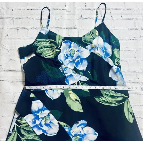 Banana Republic Floral Tropical Asymmetrical Faux Wrap Midi Dress Size 6 - Picture 10 of 12